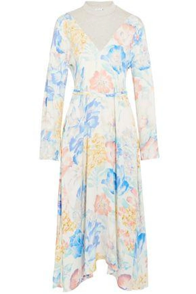 Shop Vetements Woman Asymmetric Jersey-paneled Floral-print Crepe De Chine Midi Dress Multicolor