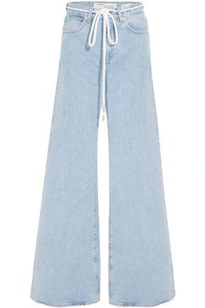 Shop Off-white &trade; Woman High-rise Wide-leg Jeans Light Denim
