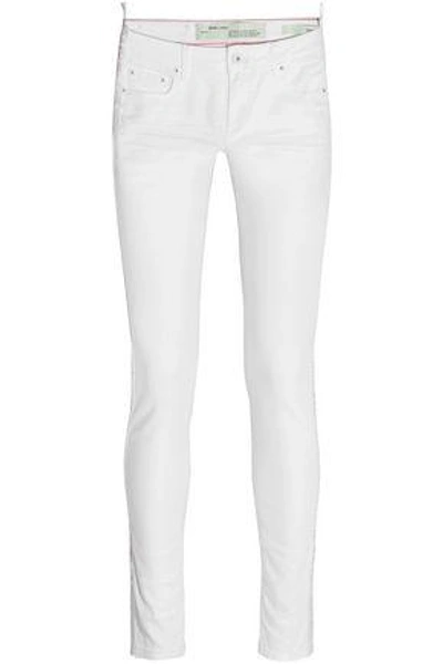 Shop Off-white &trade; Woman Embroidered Mid-rise Skinny Jeans White