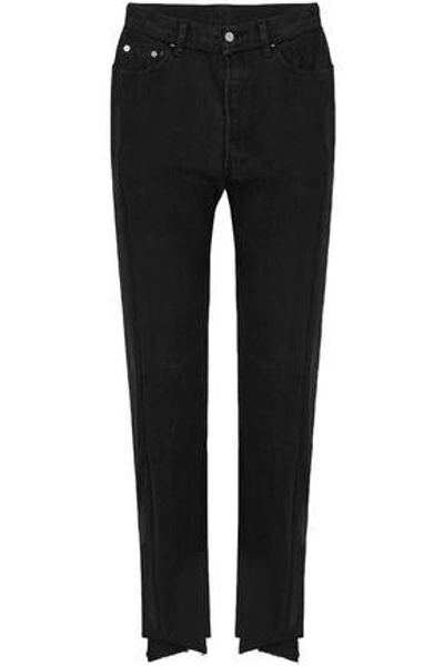 Shop Vetements Woman Two-tone Mid-rise Straight-leg Jeans Black