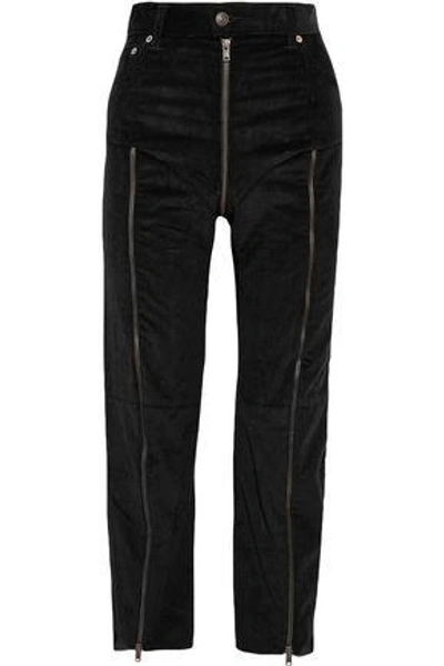 Shop Vetements Woman + Levi's Cropped Zip-detailed Cotton-corduroy Straight-leg Pants Black