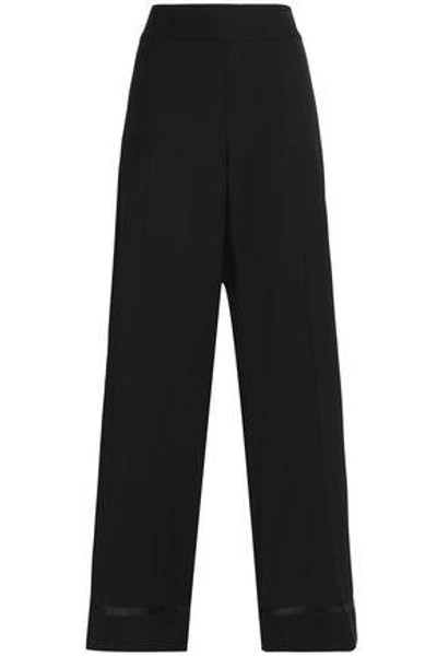 Shop Maison Margiela Woman Wool-blend Twill Wide-leg Pants Black