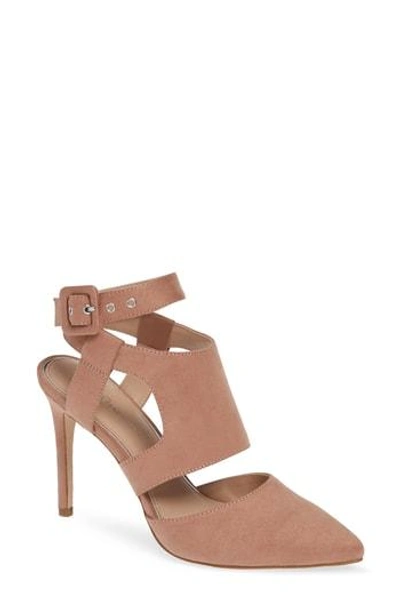Shop Bcbg Heather Pointy Toe Ankle Strap Pump In Deep Blush Fabric