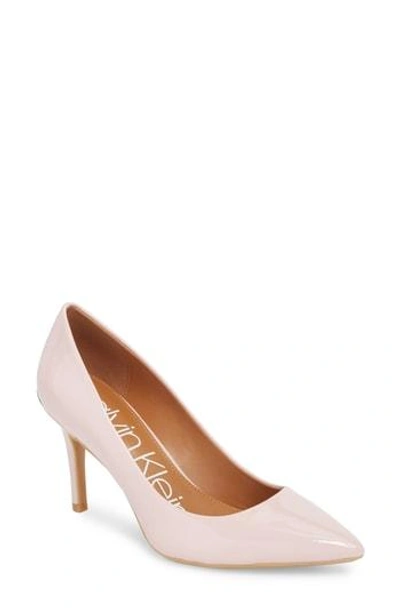 Shop Calvin Klein 'gayle' Pointy Toe Pump In Silver Leather