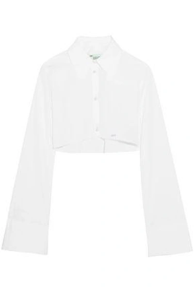 Shop Off-white ™ Woman Cropped Cotton-poplin Shirt White