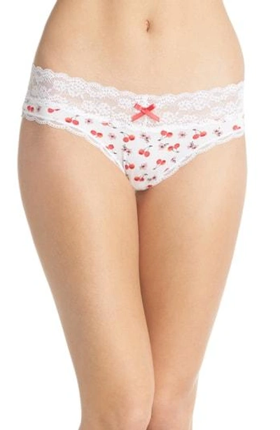 Shop Honeydew Intimates Lace Trim Low Rise Thong In White Cherry Blossom