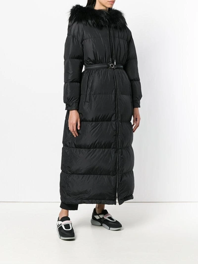 Shop Prada Long Padded Hooded Coat - Black