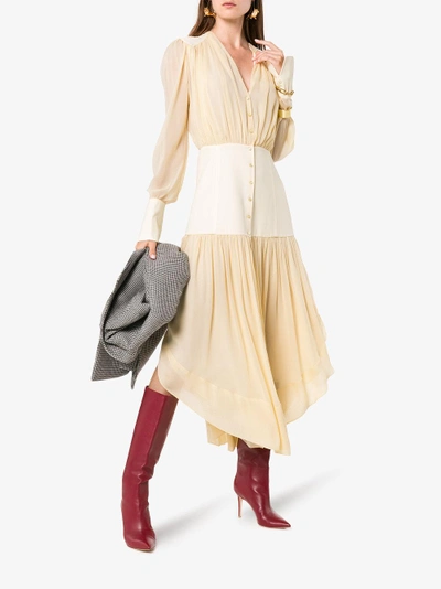 Shop Chloé Drop Waist Dress In Neutrals