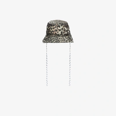 Shop Ganni Leopard Print Bucket Hat In Multicolour