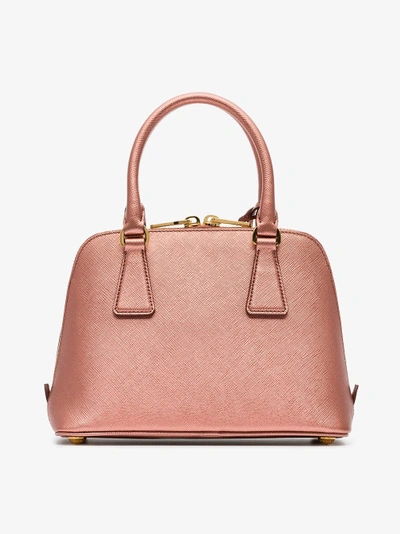 Shop Prada Pink Promenade Mini Leather Bag In Metallic