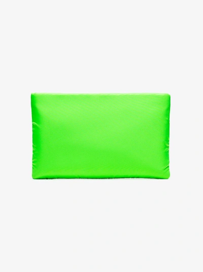 Shop Prada Logo Clutch Bag In Green