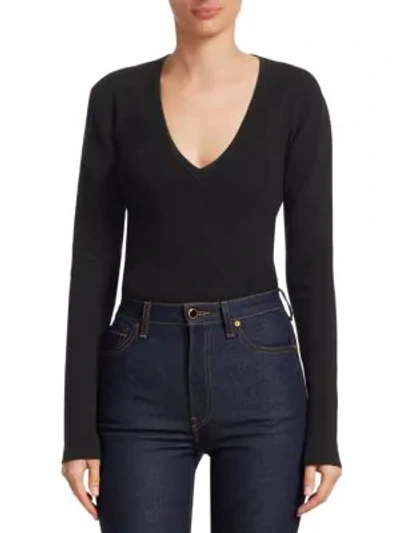 Shop Khaite Penelope Long Sleeve Bodysuit In Black