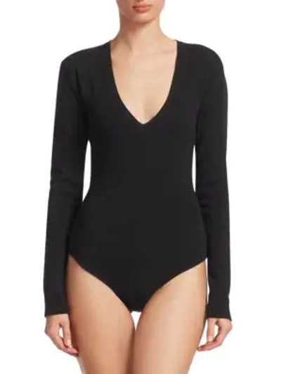 Shop Khaite Penelope Long Sleeve Bodysuit In Black
