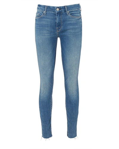 Shop Mother Looker Ankle Fray Jeans In Medium Blue Denim