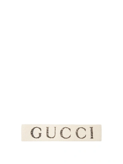 Gucci White Stretch Knit Logo Headband | ModeSens