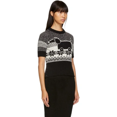 Shop Thom Browne Black And White Mohair Hector Toy Sweater In 980 Blk/wht