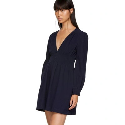 Shop Alexa Chung Navy V-neck Dress