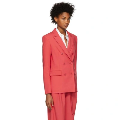 Shop Tibi Pink Double-breasted Suit Blazer In Raspberry