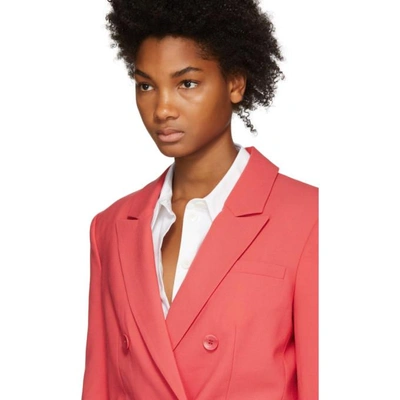 Shop Tibi Pink Double-breasted Suit Blazer In Raspberry