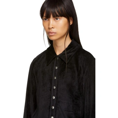 Shop Alexa Chung Alexachung Black Velvet Popper Tracksuit Jacket In Washed Blk