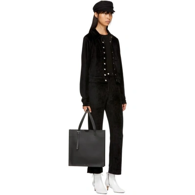 Shop Alexa Chung Alexachung Black Velvet Popper Tracksuit Jacket In Washed Blk