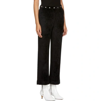 Shop Alexa Chung Alexachung Black Velvet Popper Tracksuit Trousers In Washed Blk