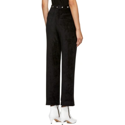 Shop Alexa Chung Alexachung Black Velvet Popper Tracksuit Trousers In Washed Blk
