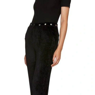 Shop Alexa Chung Alexachung Black Velvet Popper Tracksuit Trousers In Washed Blk