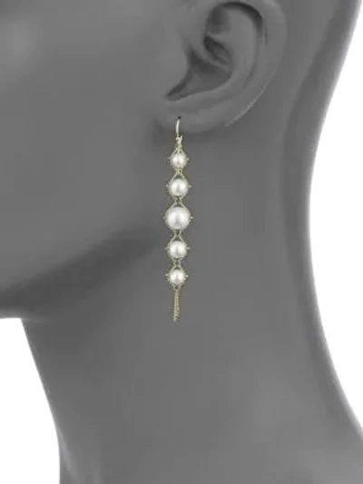 Shop Amali 18k Yellow Gold Woven Pearl Tiered Drop Earrings