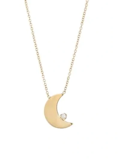 Shop Zoë Chicco 14k Yellow Gold & Diamond Crescent Moon Necklace