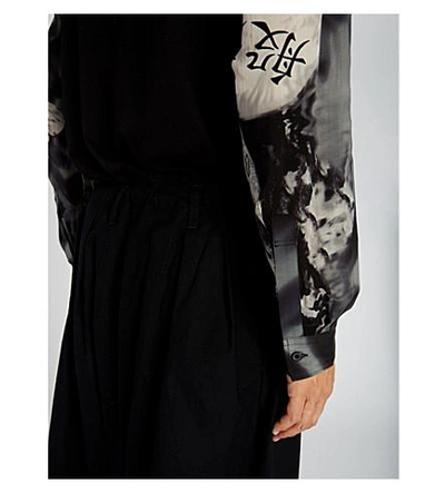Shop Yohji Yamamoto Contrast-sleeve Cotton-jersey Top In Grey