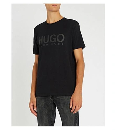 Shop Hugo Logo-print Cotton-jersey T-shirt In Black