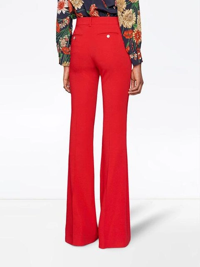 Shop Gucci Stretch Viscose Flare Pant - Red