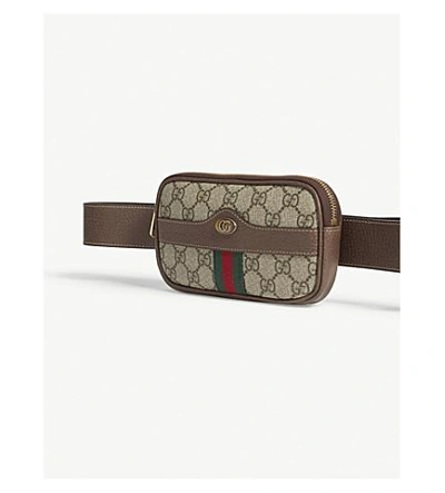 Shop Gucci Ophidia Mini Gg Supreme Belt Bag In Brown