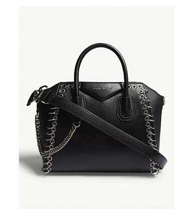 Shop Givenchy Black Antigona Eyelet Leather Tote Bag