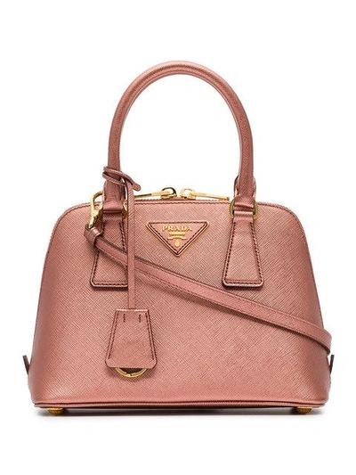 Shop Prada Pink Promenade Mini Leather Bag - Metallic