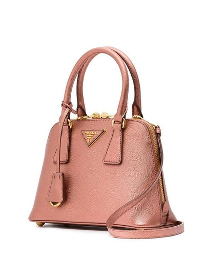 Shop Prada Pink Promenade Mini Leather Bag - Metallic