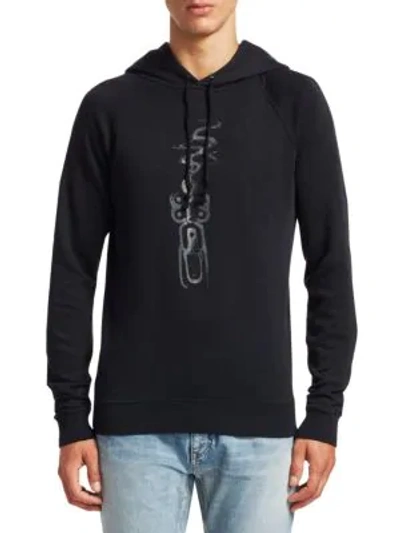 Shop Saint Laurent Smoking Gun Graphic Hoodie In Black