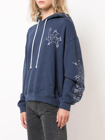 Shop Adaptation L.a Printed Hoodie - Blue