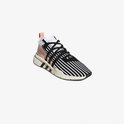 Shop Adidas Originals Adidas Pink, Black And White Eqt Support Mid Adv Primeknit Sneakers