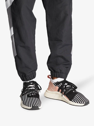 Shop Adidas Originals Adidas Pink, Black And White Eqt Support Mid Adv Primeknit Sneakers