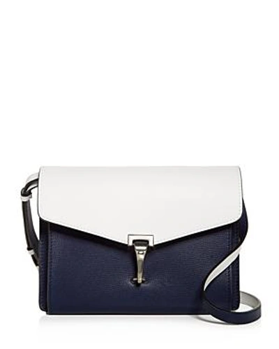 Shop Burberry Two-tone Leather Crossbody Bag In Regency Blue/chalk White/silver