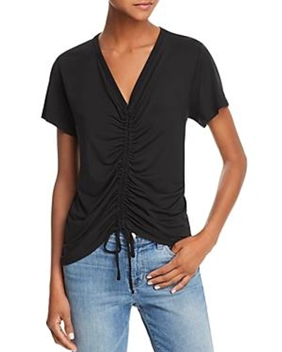 Shop Lna Casey Ruched Drawstring Tee In Black