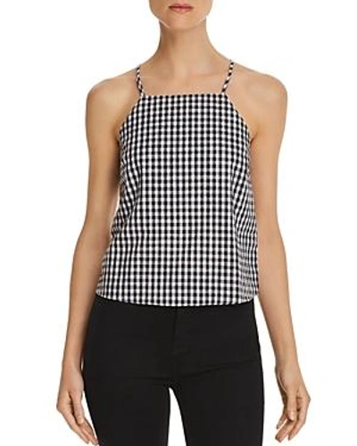 Shop Honey Punch Gingham Button-back Top In Black