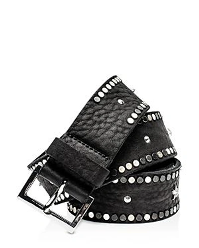 Shop Zadig & Voltaire Women's Starlight Embellished Leather Belt In Noir/silver