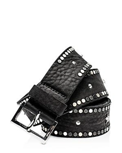 Zadig & Voltaire Zadig&voltaire Women's Noir Starlight Studded Leather Belt In Noir/silver