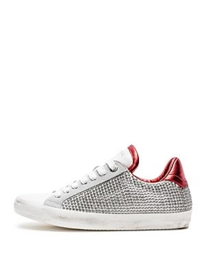 Shop Zadig & Voltaire Women's Zadig Sides Studs Lace Up Leather Sneakers In Blanc