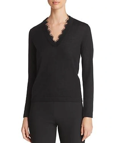 Shop Emporio Armani Lace-detail Cashmere Sweater In Black