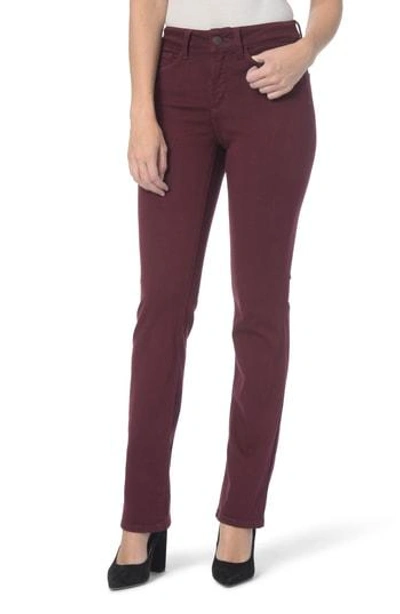 Shop Nydj Marilyn Stretch Twill Straight Leg Pants In Deep Currant