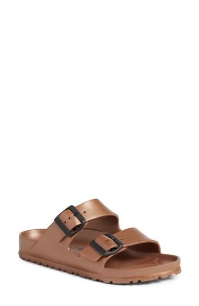 Shop Birkenstock Essentials Arizona Waterproof Slide Sandal In Metallic Copper
